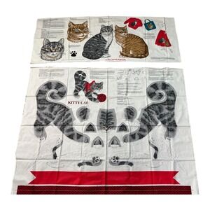 Vtg Kitty Cat Cranston Print Works Fabric Panel Cut & Sew Appliqué ‎ 14" x 17 "
